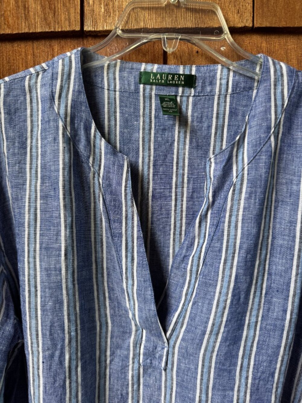 Ralph Lauren Blue & White Striped Linen Long Sleeve Tunic in Women's X-Large - Picture 2 of 9